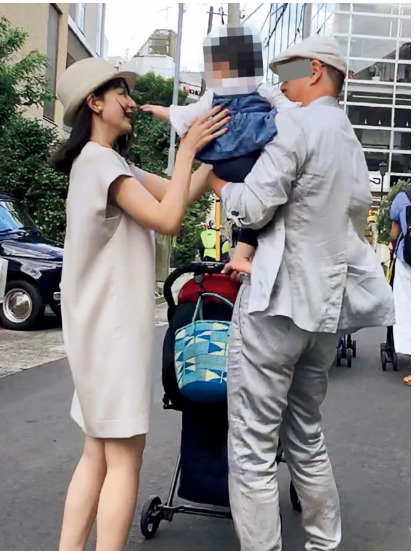 平井理央さん夫婦と子供