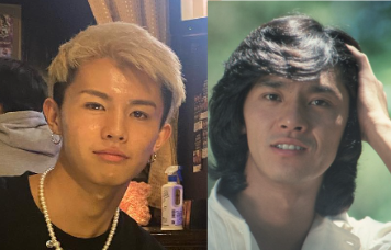 木本慎之介さん(左)と若い頃の西城秀樹さん(右)